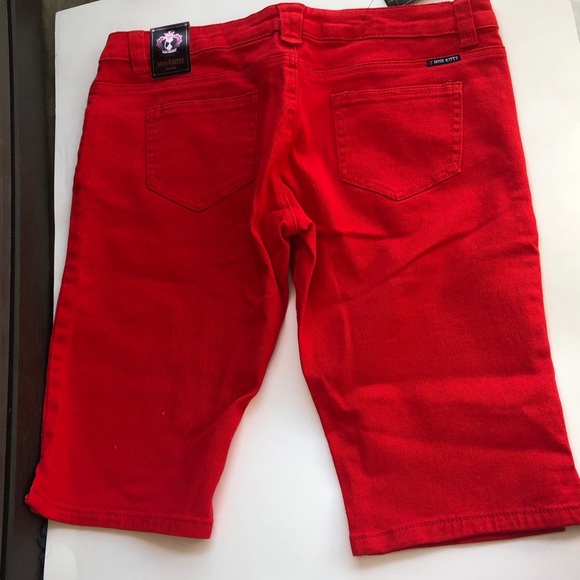 Miss Kitty Couture Red Capri Jeans Size 13 - Picture 4 of 15